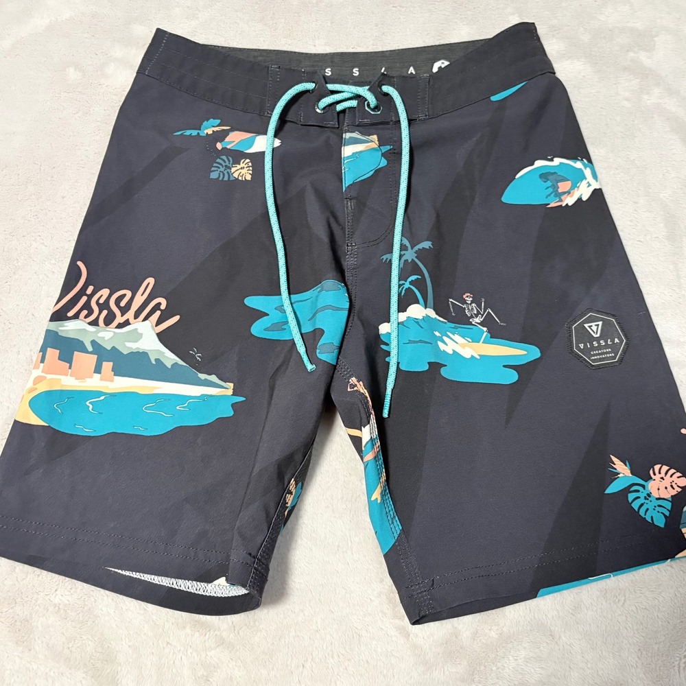Boys Vissla Jack Soren Upcycle Board Shorts Charcoal Grey Size 8/24 Surf